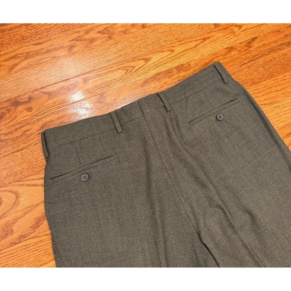 Ermenegildo Zegna Soft Wool Pleated Pants Fits Mens 34x30 Green Cuffed *READ